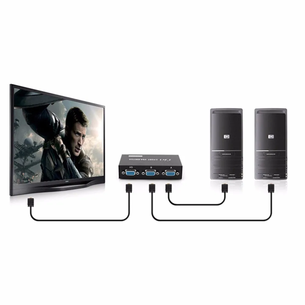 Двухпортовый монитор VGA проектор с общим доступом 2 шт. на 1 переключатель