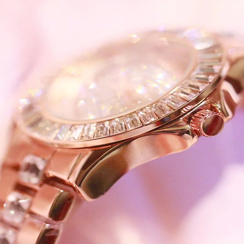 Бренд BS женские часы браслет модные роскошные наручные со стразами кварцевые с