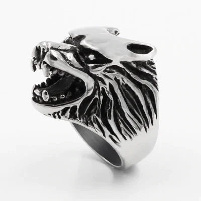 Fengfury wolf head shaped ring made of stainless steel beautiful fashion for men and girl |