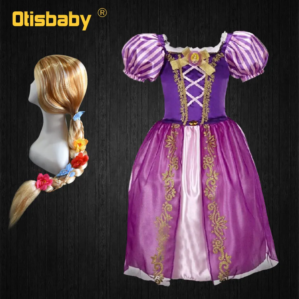 D OTISBABY/летнее платье для девочек; Рождественский карнавальный костюм Рапунцель; Детские бальные платья Снежной Королевы; детское платье Эльзы с цветочным узором для девочек - Цвет: D