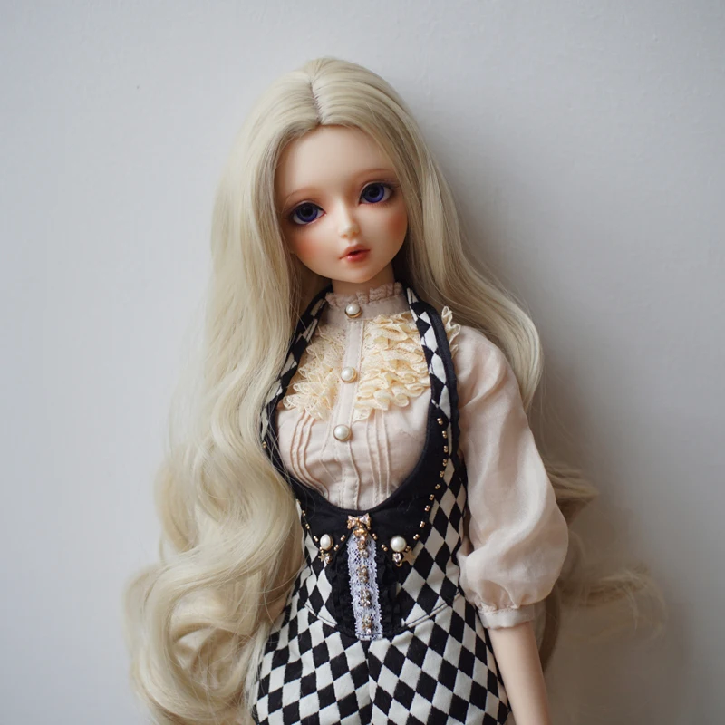 1/3 BJD SD парик для куклы высокая температура длинные вьющиеся волосы светлые 22-24 см