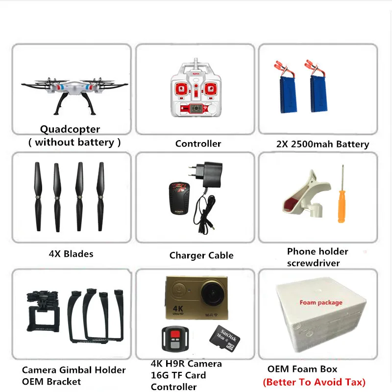 X8G 2 Battery Syma X8G X8HG X8HC серии Радиоуправляемый Дрон с камерой eken H9R 12MP FHD 2,4G Дроны с камерой HD OEM шасси держатель камеры - Цвет: X8G 2 Battery