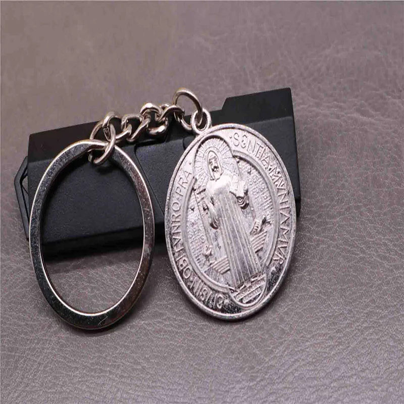 Religious Key Chain Round Saint Benedict Medal Cross Jewelry Christmas Gift | Украшения и аксессуары