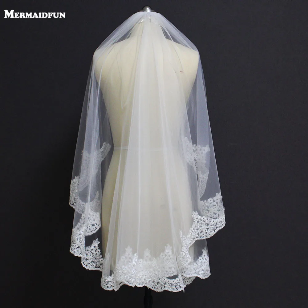 Новинка кружевная вуаль один слой свадебная с гребнем короткое Кружевное