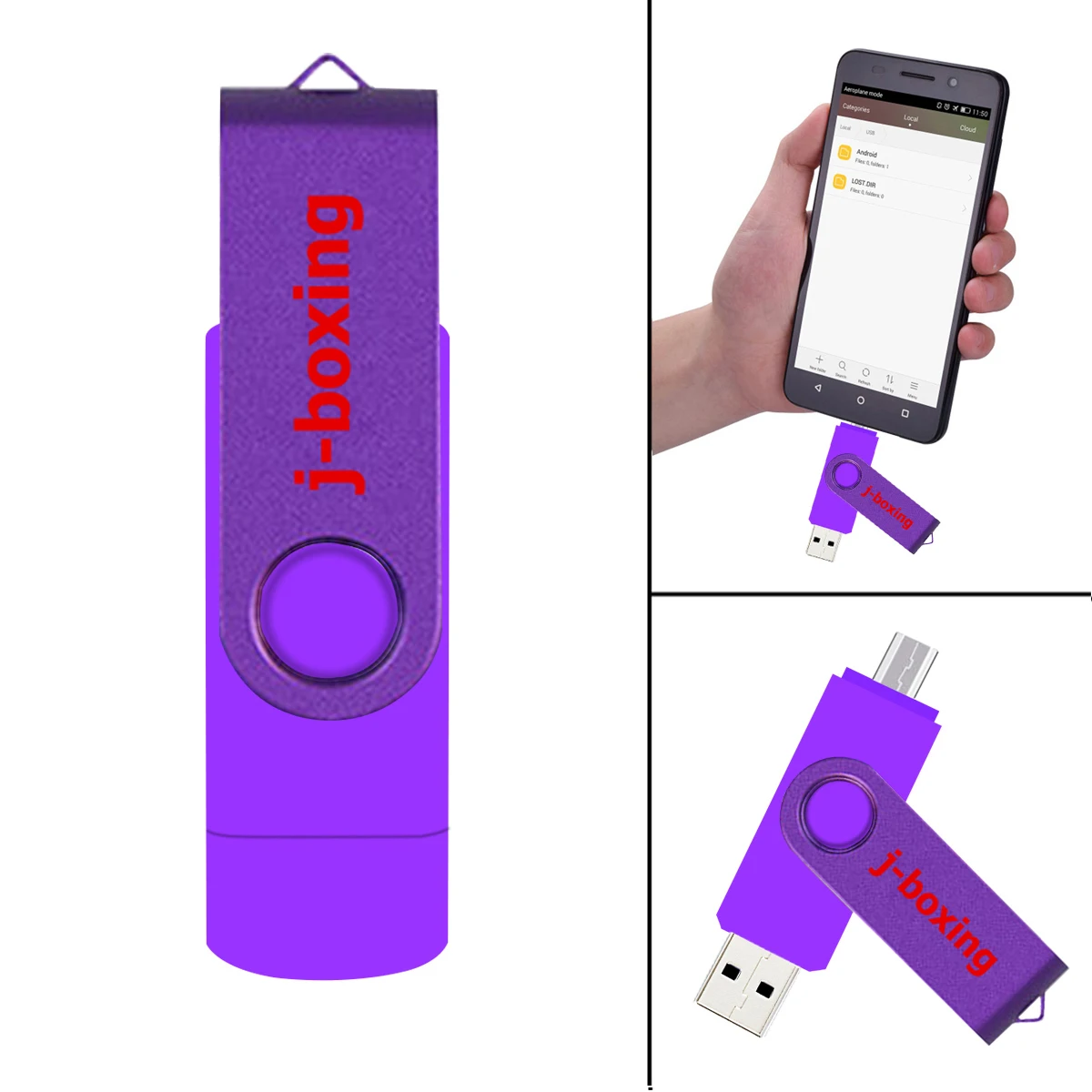 USB флеш накопитель OTG фиолетовый высокоскоростной объемом 64 ГБ 32 16 8 для