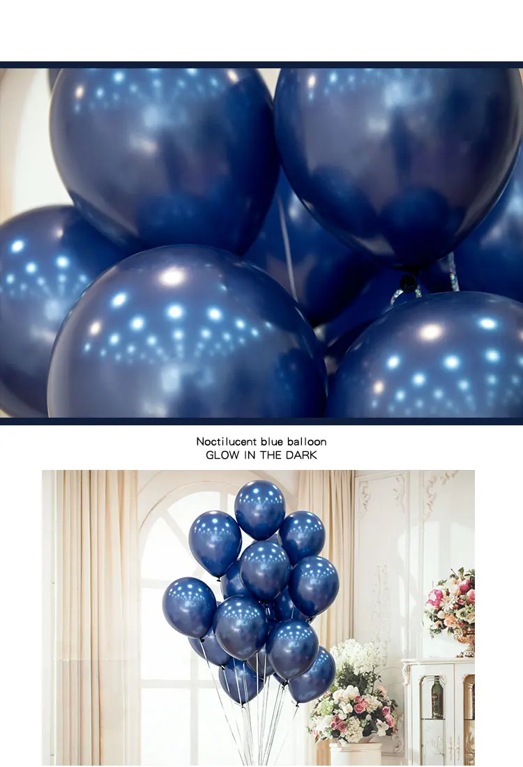 1 Set 12 inch Noctiluca blue Latex balloon 18 inch Heart Matte dark blue balloons Birthday wedding party decoration supplies