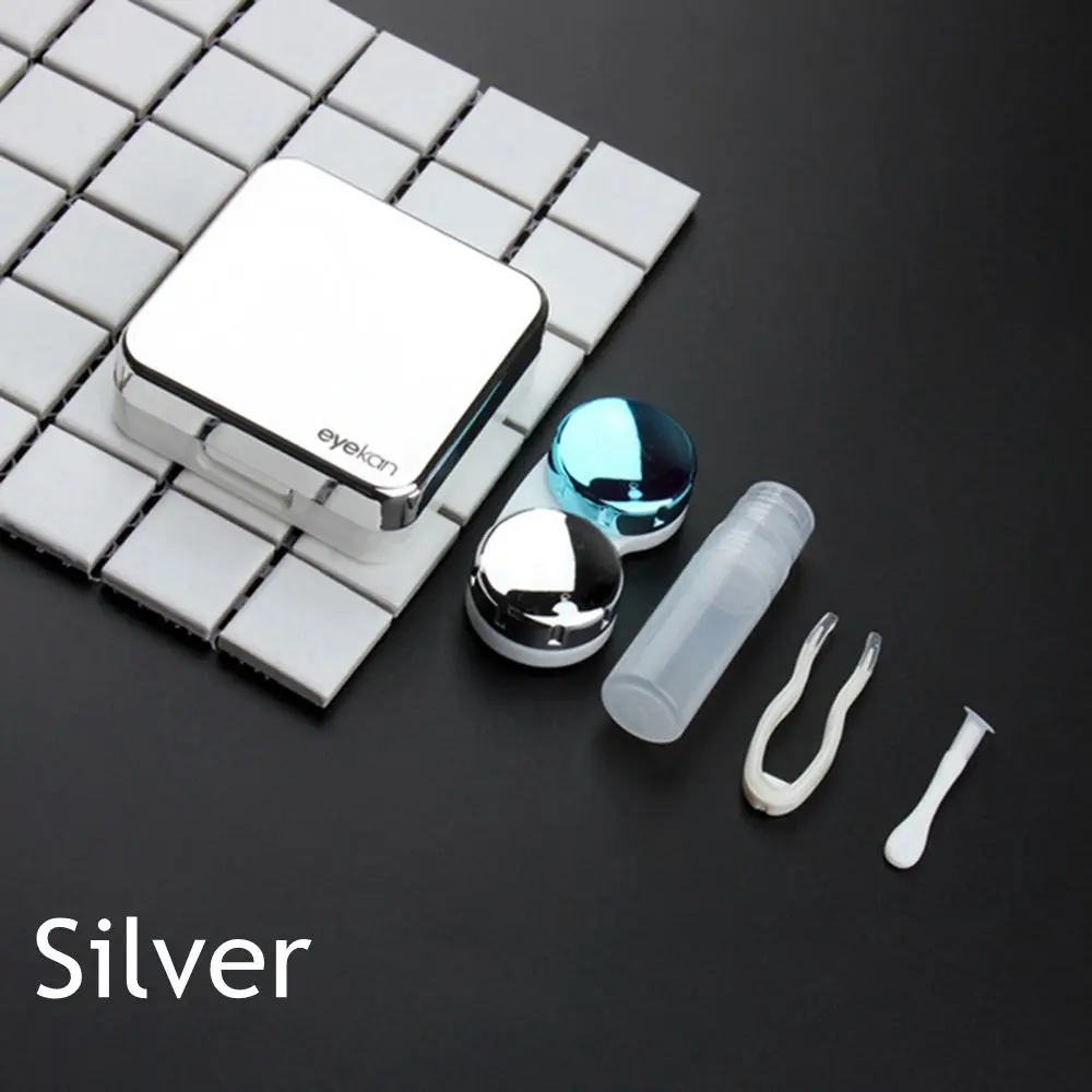 silver 1 шт. Горячая Милая мраморная полоса контактные линзы Чехол очки для путешествия линзы коробка для унисекс набор для ухода за глазами держатель Контейнер поддержка подарок - Цвет: silver