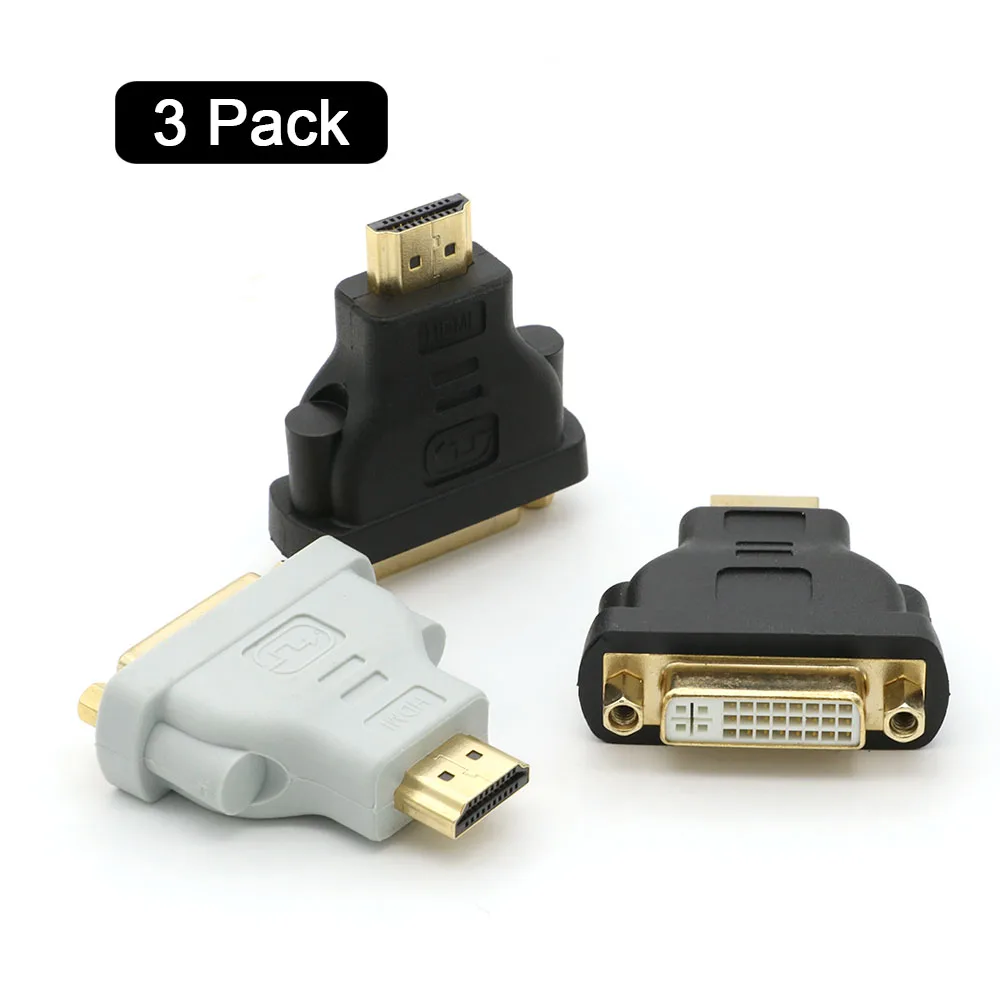 3 шт. Кабельный адаптер HDMI штекер 24+ 5 Pin DVD-D Женский конвертер адаптер для HD ТВ, плазменный телевизор, ЖК-телевизор, DVD, спутниковые коробки