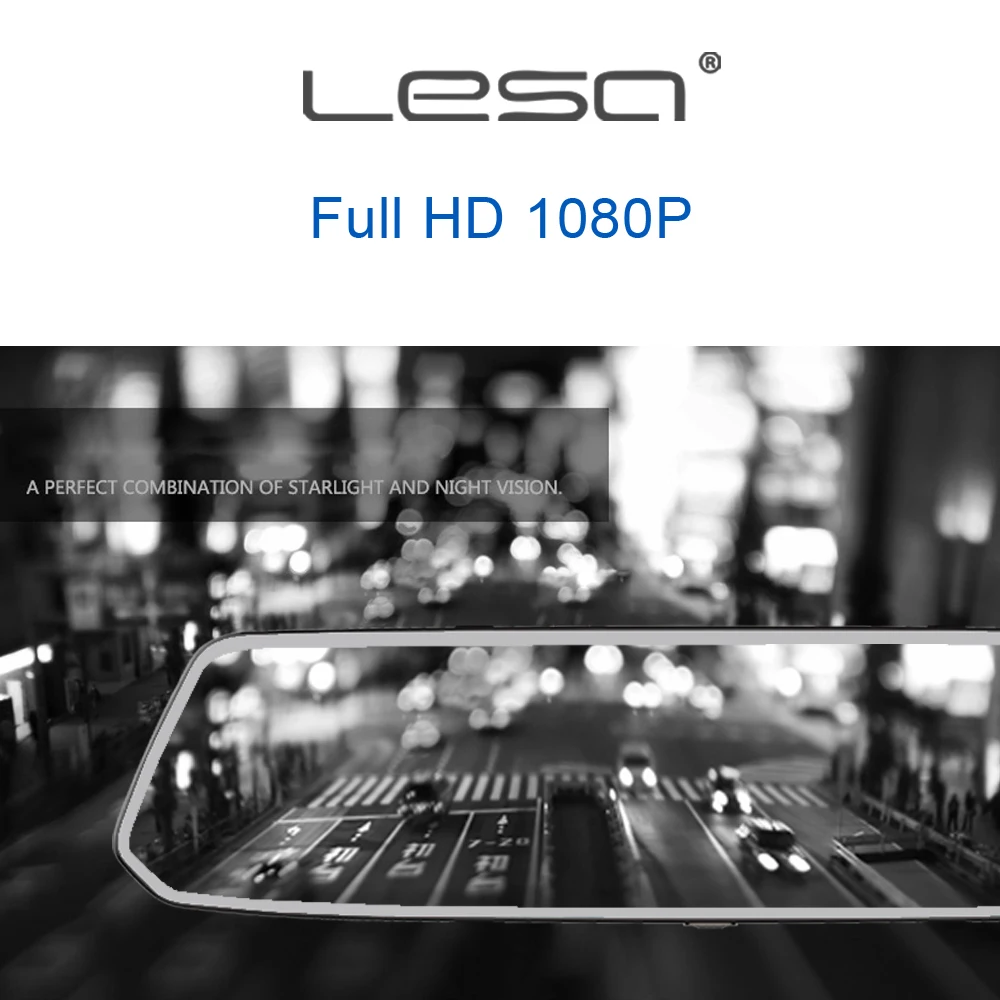 Ляся T10 HD 1080 P регистраторы Двойной объектив Сенсорный экран Зеркало заднего вида