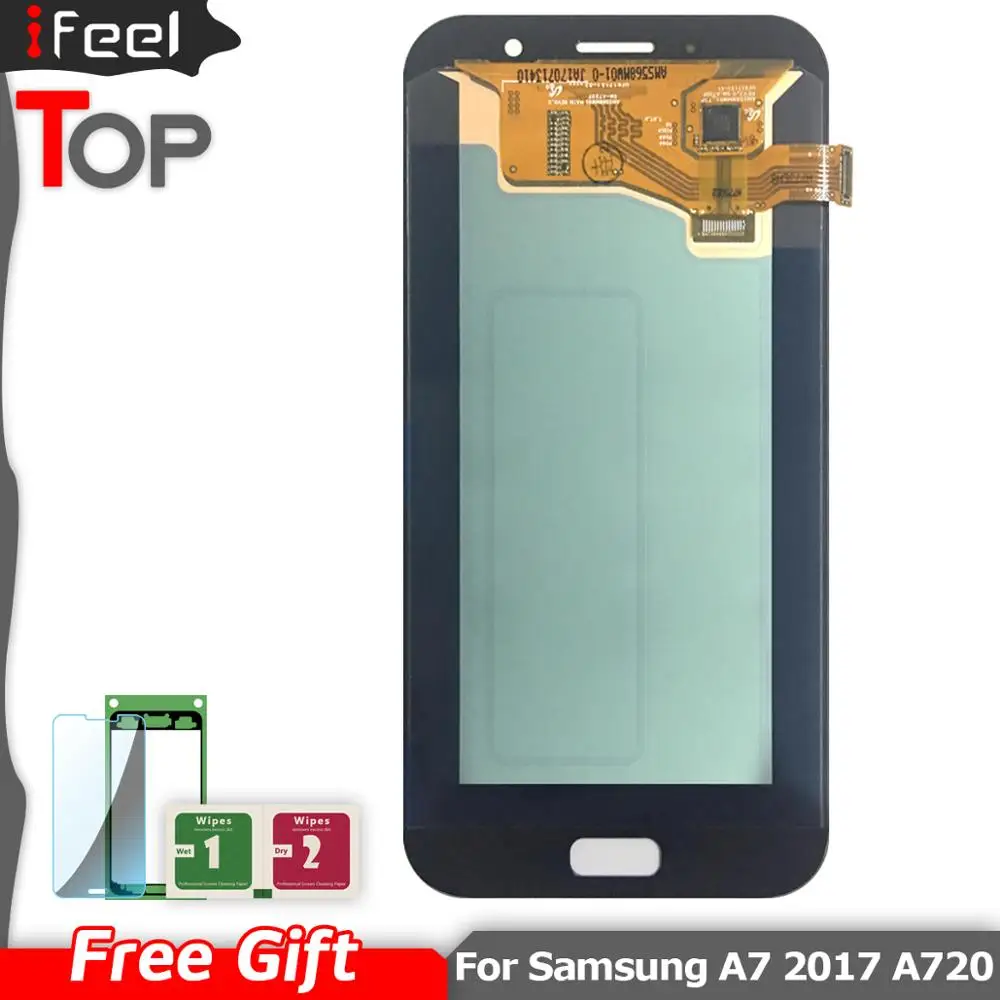 ЖК дисплей с сенсорным экраном AMOLED для Samsung Galaxy A7 2017 A720 A720F A720M|Экраны мобильных