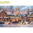 Алмазная 5D мозаика сделай сам, алмазная вышивка с круглыми стразами, вышивка крестиком, полная выкладка, мозаика с мотивом снега, лошади, автомобиля, церкви, собаки, на новый год