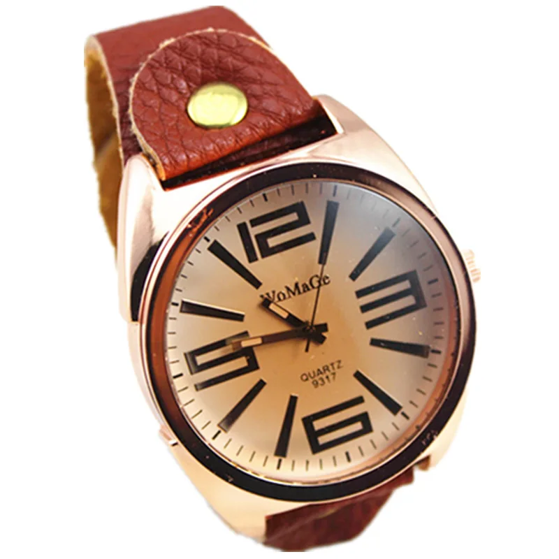 Топ Модный бренд womage роскошные розовое золото большой циферблат Винтаж