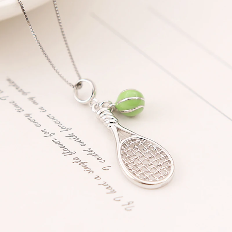 

New 100% 925 Sterling Silver Beads Charm Racket And Tennis Ball Pendant Enamel Charms Fit Pandora Bracelets Women Diy Jewelry