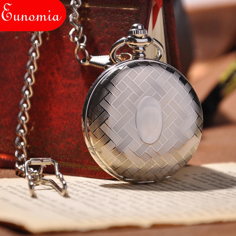 Роскошные серебряные механические часы с римскими цифрами и брелоком для ключей