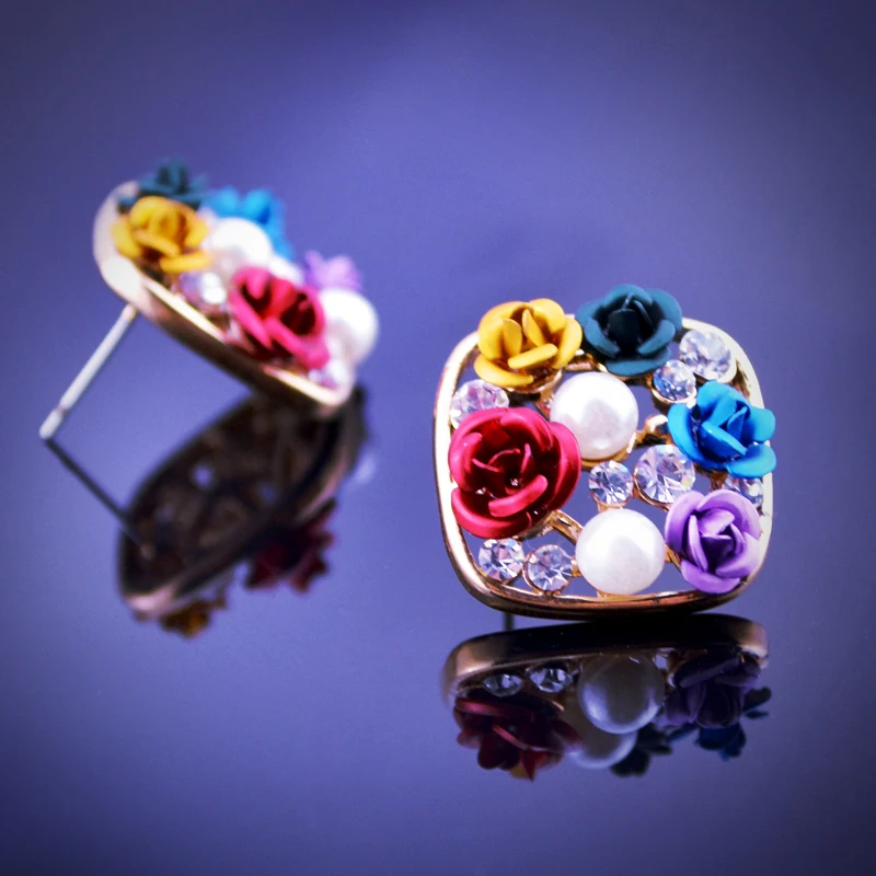 E138 корейский жемчужина цветок свадебные Серьги оптовая золото Цвет модные Для
