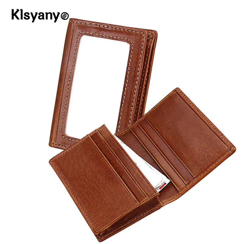 Klsyanyo натуральная кожа RFID Блокировка визитница унисекс кошельки для мужчин Бизнес Кредитная карта ID Чехол Подушка карта кошелек карты пакет
