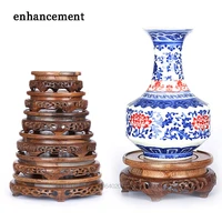 pierced ebony antique vase base wood craft home accessories aquarium vase seat decoration crafts base home furnishing
