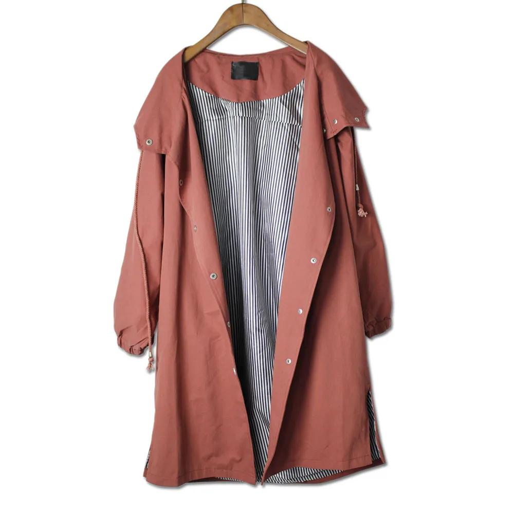

2018 New Spring Autumn Women Loose Long Trench Coat Plus Size solid Overcoats Street Casual BF Windbreaker Female Bat sleeved