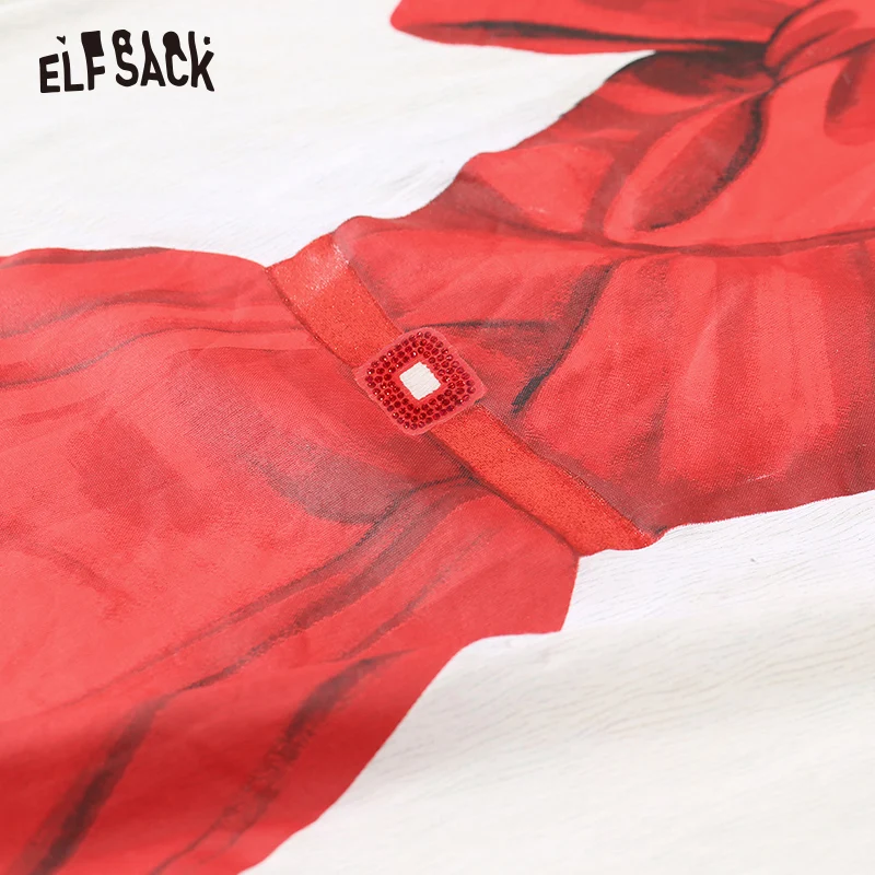 ELF SACK/хлопковое повседневное женское платье с принтом модное уличная одежда