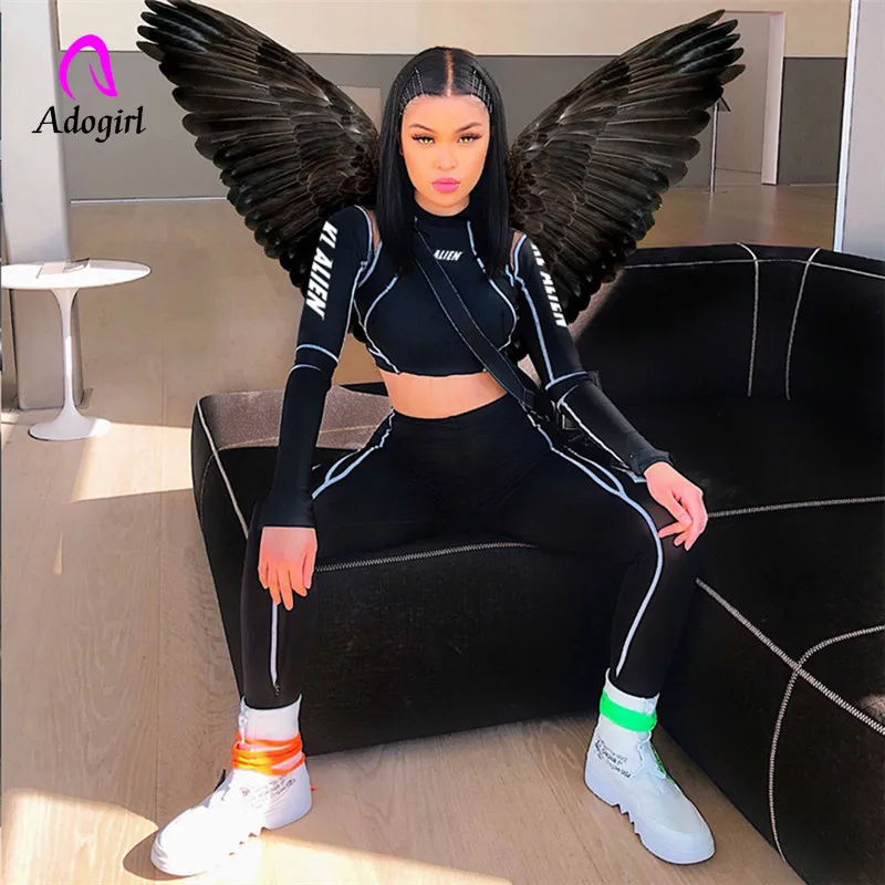 Спортивный женский костюм Adogirl из двух предметов для фитнеса топ с высоким
