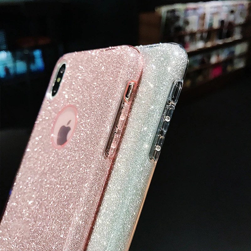 Противоударное 3 слоя чехол для iphone XS 11 Pro MAX XR X 10 6, 6 S, 7, 8plus, 5S 5 se чехол из поликарбоната+ ТПУ+ Блеск Блестящий Мягкий чехол
