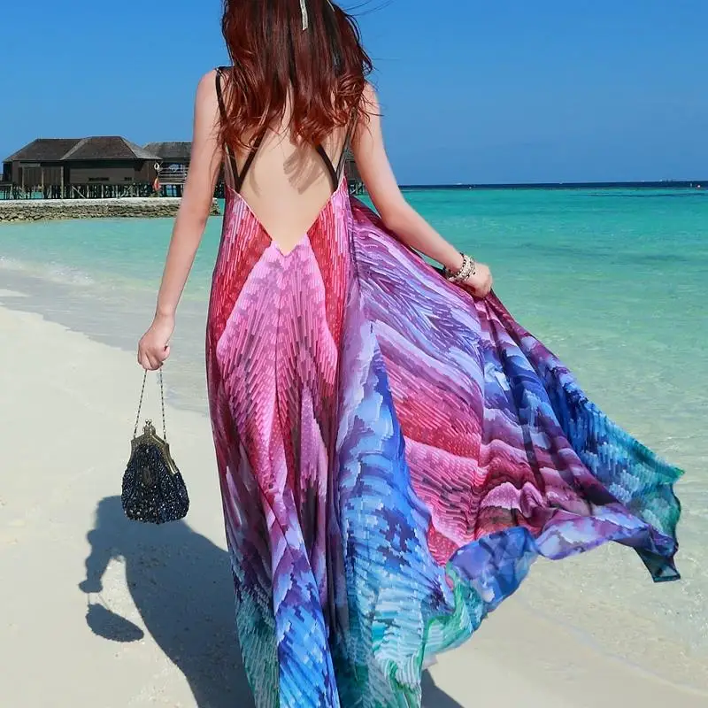 Модное женское платье, винтажное, Vestidos Desigual, женское макси платье, сексуальное, с открытой спиной, с принтом павлина, длинное платье, бохо, Пляжное Платье
