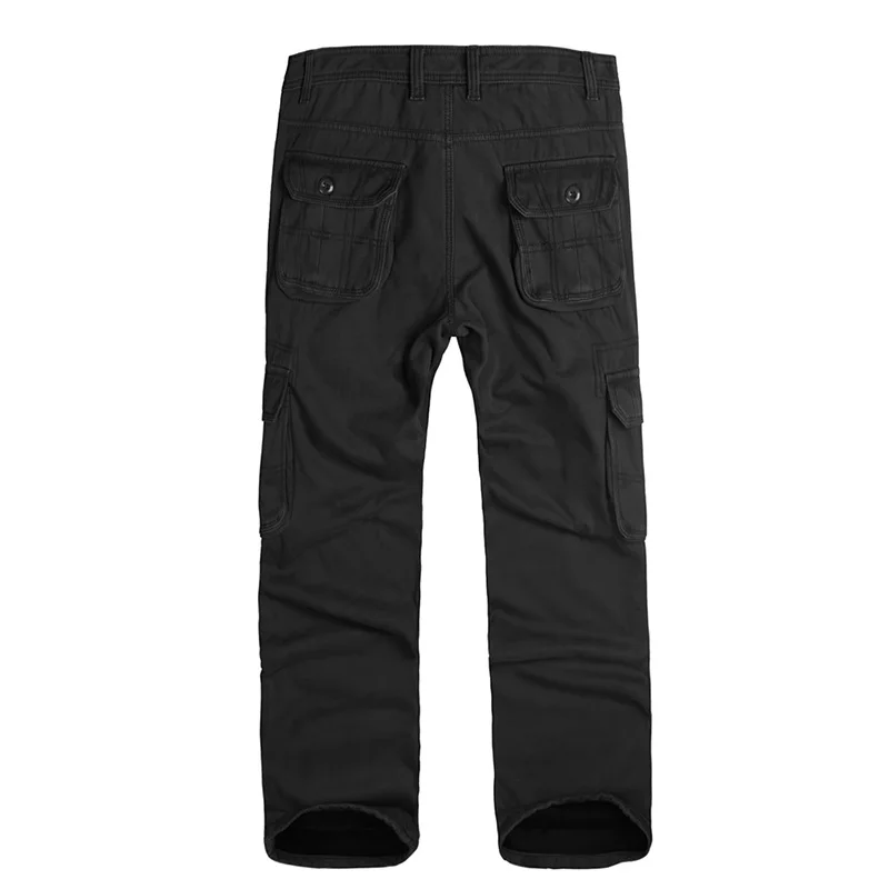 Мужские зимние плотные теплые брюки карго повседневные флисовые с карманами