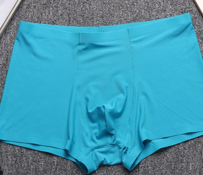 deep blue stripe Мужское нижнее белье, бесшовное дышащее нижнее белье боксер, мужской сетчатый светильник, быстросохнущее нейлоновое нижнее белье, 6 цветов - Цвет: deep blue stripe