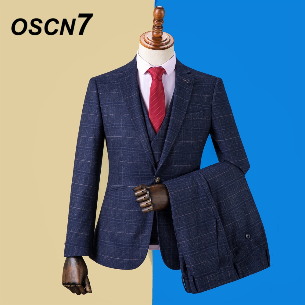 OSCN7 2019 клетчатые мужские костюмы на заказ приталенные для свадебной вечеринки