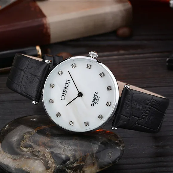 2018 CHENXI роскошные серебряные кожаные Наручные часы с кожаным ремешком наручные