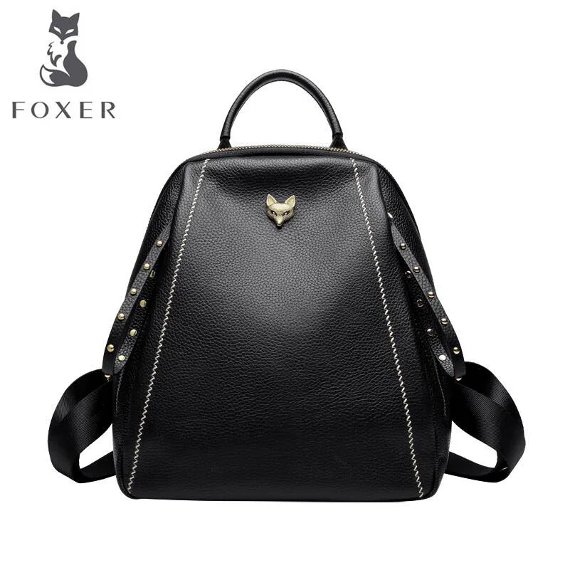 FOXER новая кожаная сумка простая дикая дорожная сумка первый слой кожаный маленький рюкзак женский