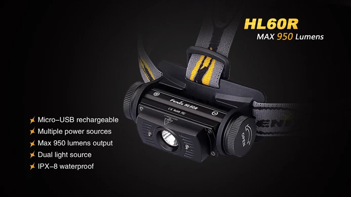 Fenix HL60R двойной светильник источник Перезаряжаемые Micro USB Cree Светодиодные XM-L2 U2