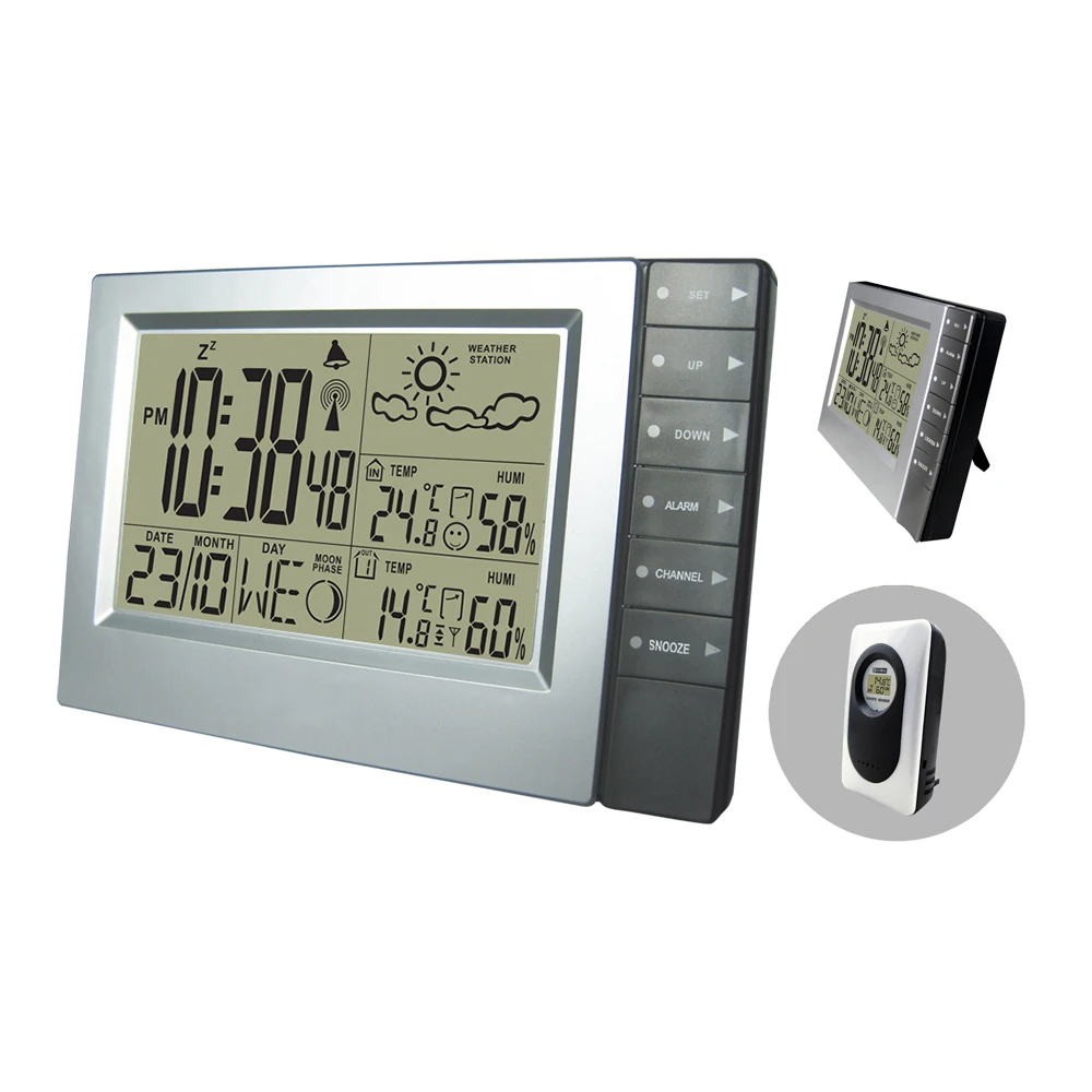 DYKIE RF DCF беспроводные Часы метеостанция с крытым наружным термометром