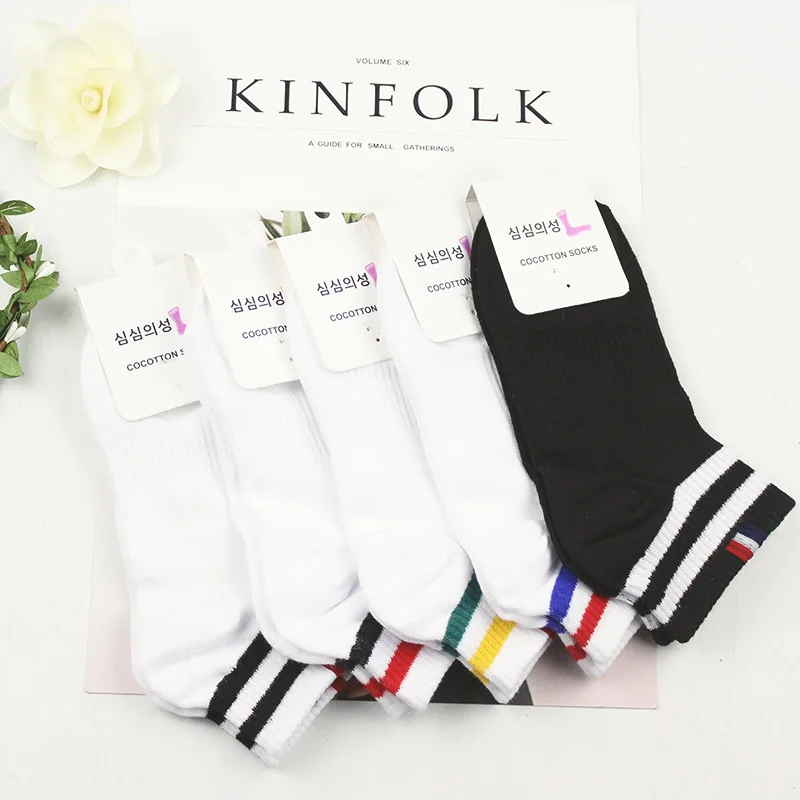 Летние хлопковые носки в стиле Харадзюку для женщин короткие Корейском девочек с