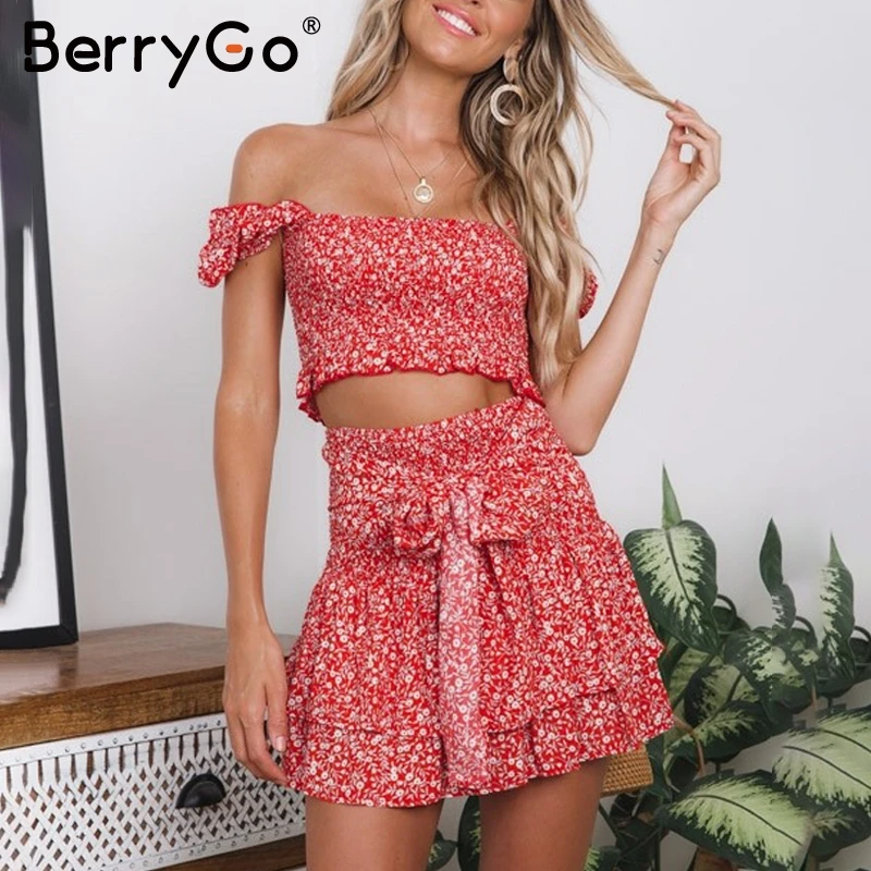 BerryGo повседневное летнее платье в стиле бохо женское элегантное с цветочным