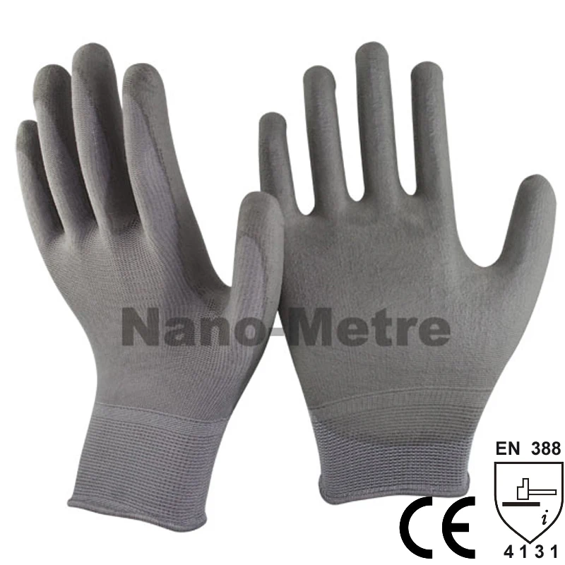 

NMSAFETY 13 Gauge Cheapest Knitted Nylon Coating PU Palm working safety gloves
