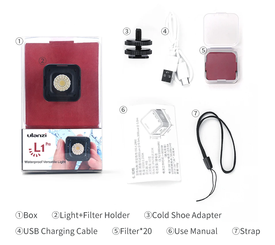 Ulanzi L1 Pro 10 м подводный светодиодный светильник для видео водонепроницаемый Диммируемый светодиодный светильник для экшн-камер Nikon Canon GOPRO SJCAM