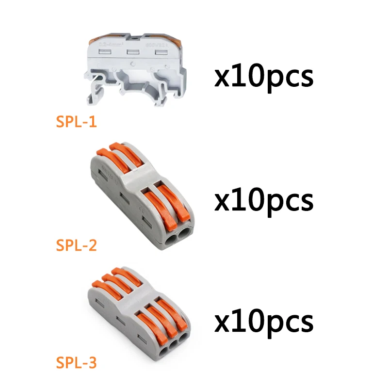 SPL-1 SPL-2 SPL-3 30 шт./лот) три разъема для каждого 10 шт., 221 222 Мини Быстрый провод разъемы, вставной клеммный блок - Цвет: SPL-1 SPL-2 SPL-3