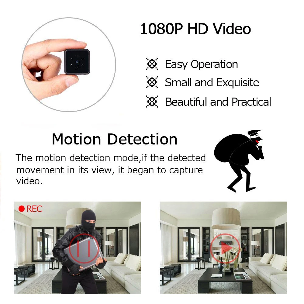 Невидимая камера ночного видения портативная Магнитная HD 1080P мини регистратор