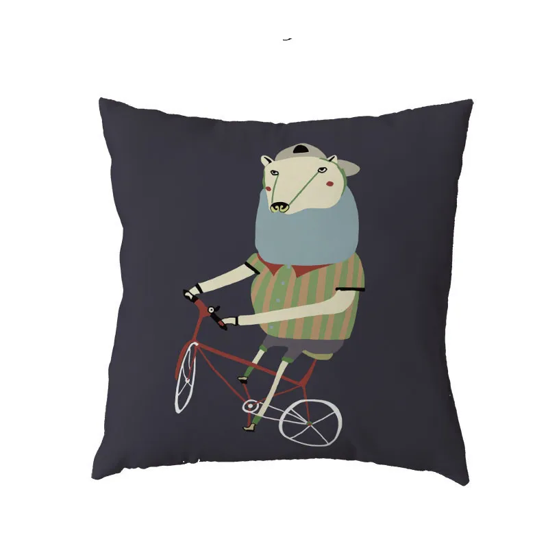Colorful Fox Pattern Cushion Cover Polyester Peach Skin Cute Animal Personality Rhino Alphabet Cartoon Style Pillow Decoration | Дом и сад