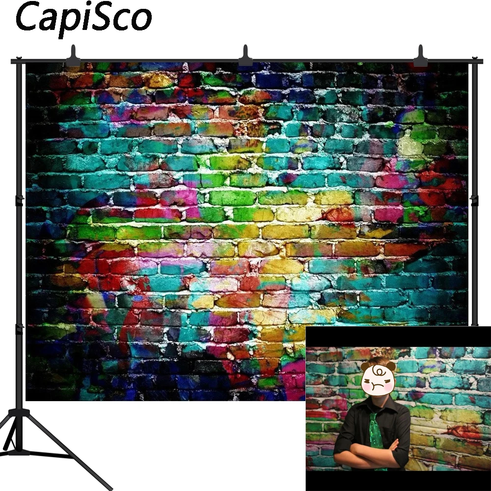 

Capisco Brick Wall Graffiti Photography Backgrounds Birthday Backdrops Grunge Portrait Vintage Photophone Newborn Photozone Prop