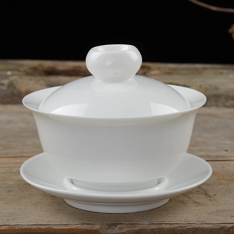 Семейный набор Gaiwan белый фарфоровый чайный чашка чайная церемония керамика кунг