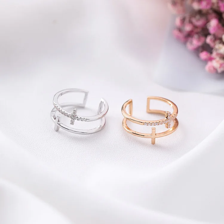 2018 модные золотые серебряные цветное Двуслойное кубический циркон крест