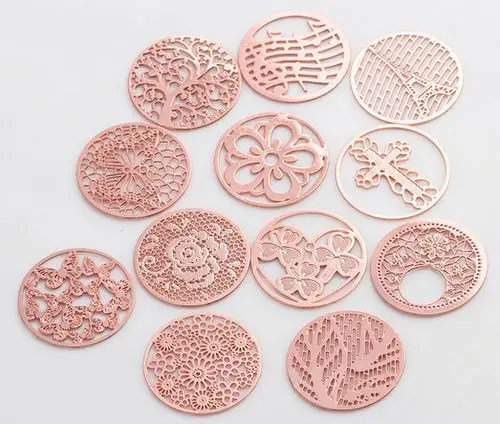 

20pcs/lot Rose Gold 22MM Round Hollow Floating Window Plates Fit For 30mm Glass Magnetic Memory Locket