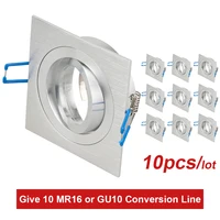square aluminum led downlight fixture for MR16 GU10 base holder frame rotable led spotlight fittings for dia 50mm Halogen lamp