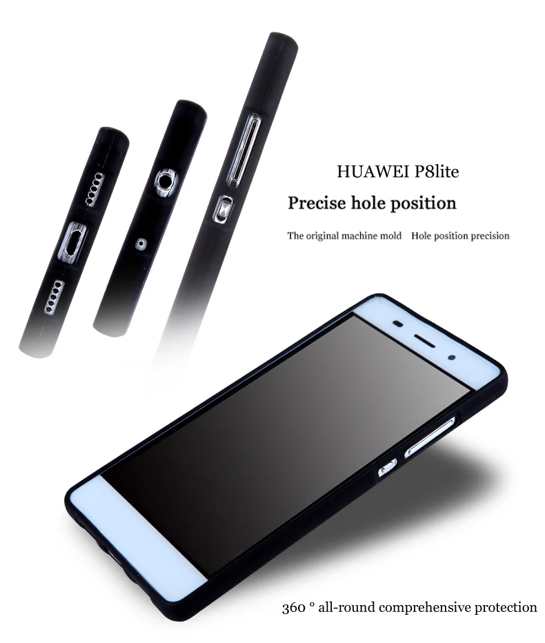 МОИ ЦВЕТА Черный границы ТПУ + PU Придерживаться кожи Для Huawei Ascend P8 Lite Крышки