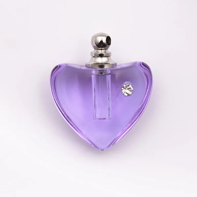 heart-purple 1 шт кристаллический флакон кулон Миниатюрный флакон духов талисманы формирование микрорельфа имени на рисе искусство эфирное масло талисманы ожерелье кулон - Окраска металла: heart-purple