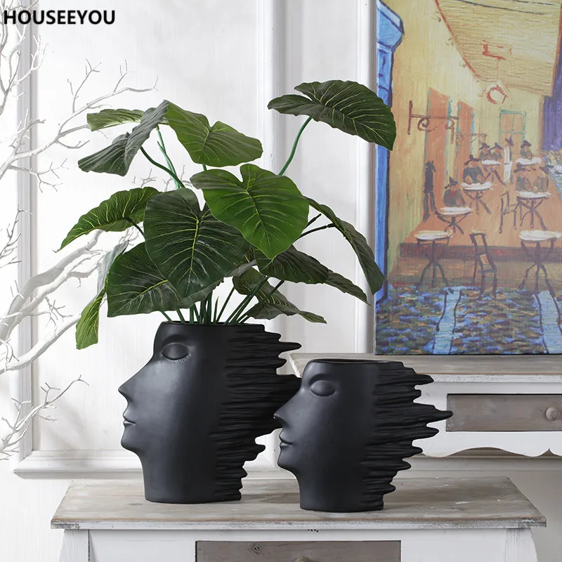 Современные минималистичные белые черные вазы для цветов аксессуары дома