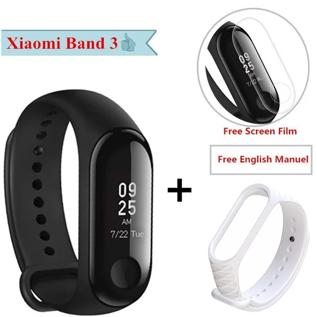 Add white Xiaomi mi Band 3 умный Браслет Водонепроницаемый отчет о погоде mi Band 3 водонепроницаемый АОН OLED экран умный Браслет mi band 3 - Цвет: Add white