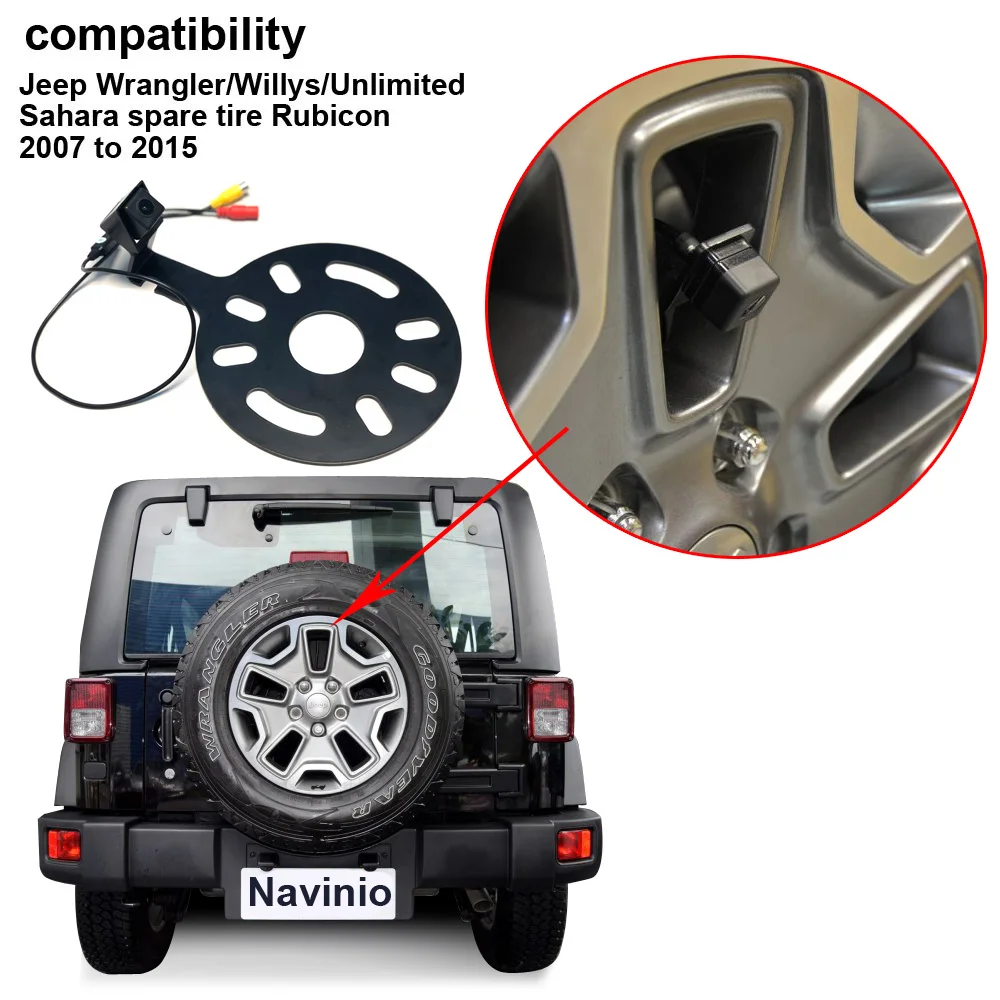 HD night vision Car Brake parking backup rear view Camera forJeep Wrangler willys unlimited sahara spare tire Rubicon 2007